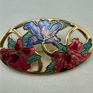Vintage Cloisonné Large Brooch
